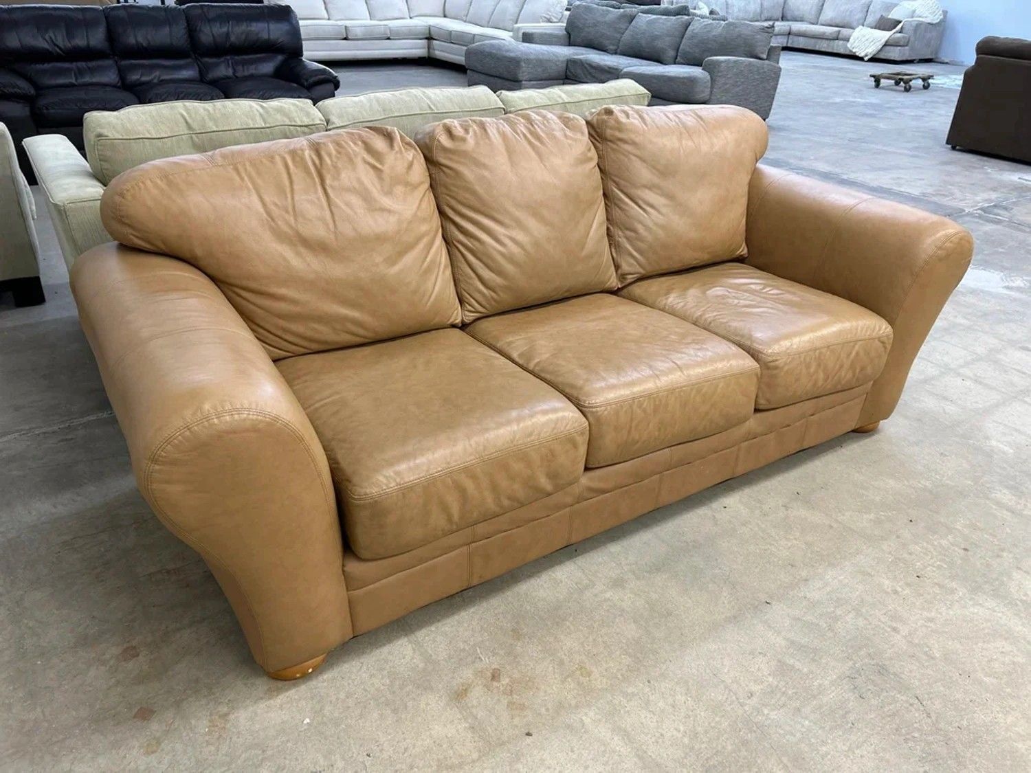 Light Tan Leather Sofa