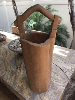Teak wood vase platter. - reclaimed wood - patio - garden - pool - drift