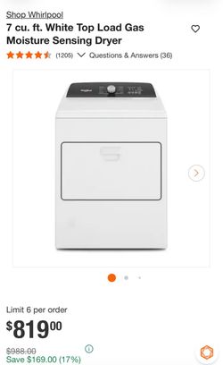 🔥7 cu. ft. White Top Load Gas Moisture Sensing Dryer🔥Brand New in Box