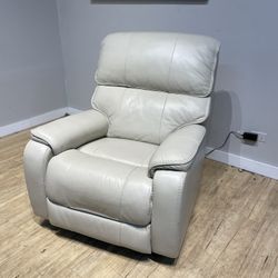 Cream Leather Power Recliner Chair