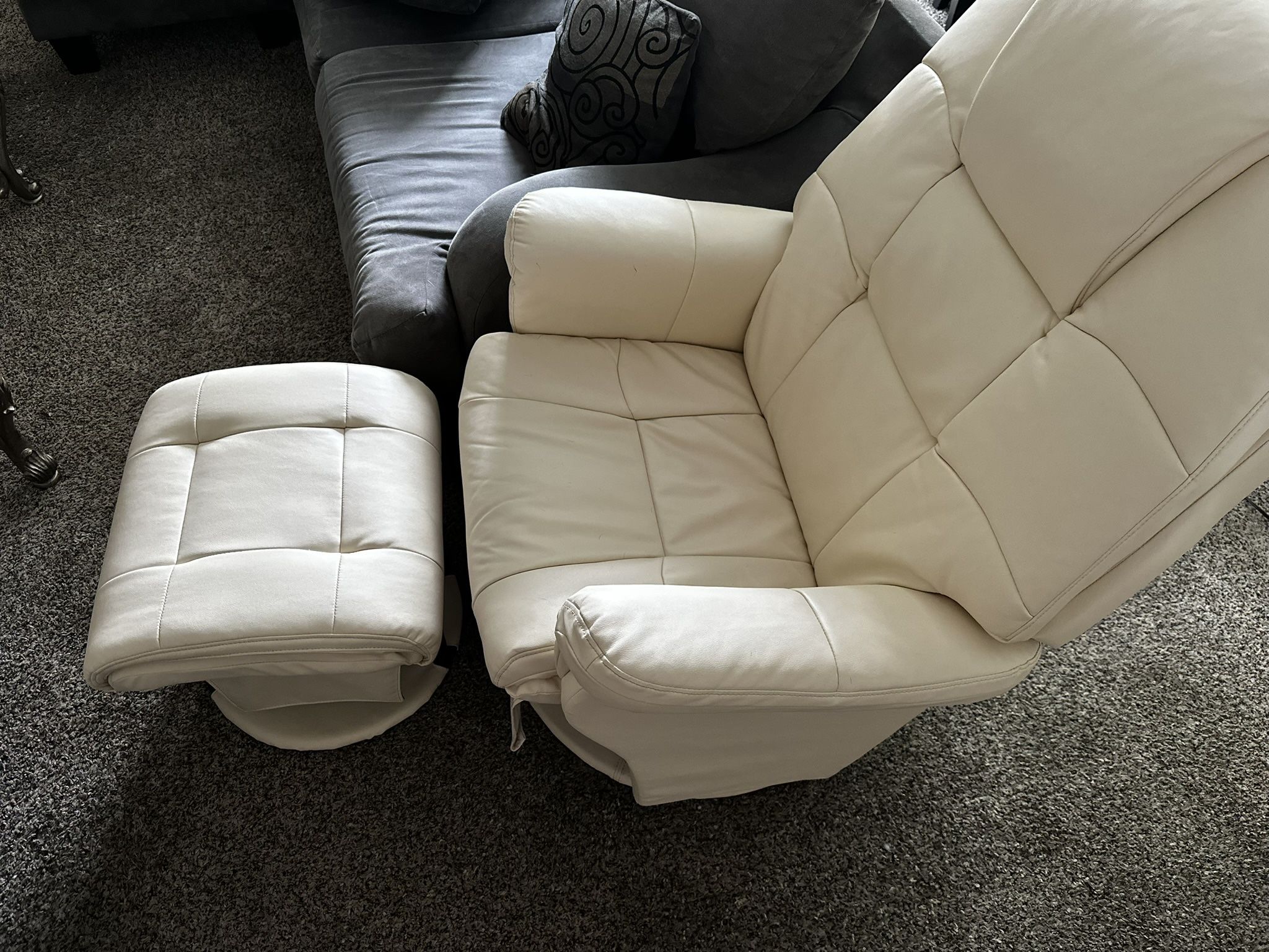 Swivel Glider Recliner with Ottoman, Faux Leather 4800