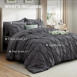 Full Comforter Set Dark Grey - Bed in a Bag Full Size Bedding Set 7
