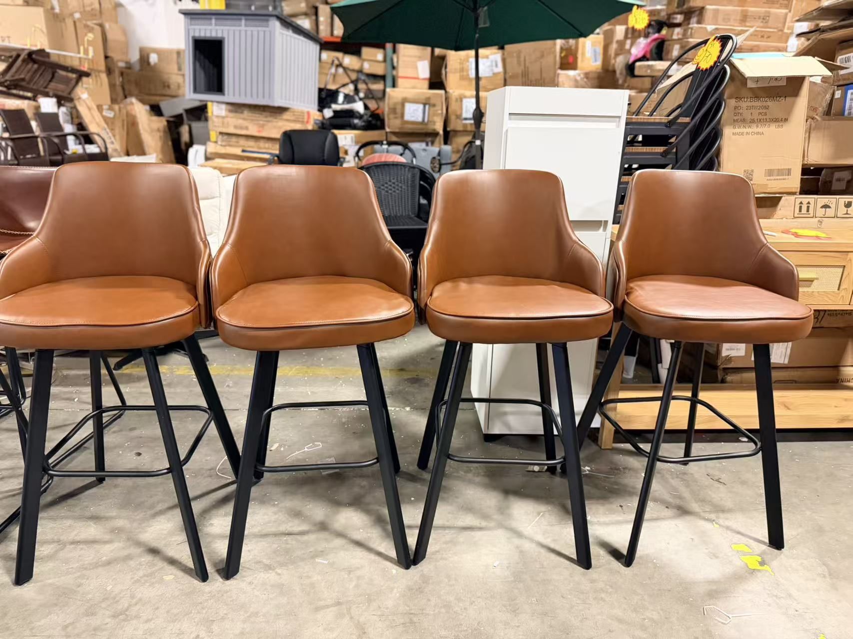 Bar Stools Set of 2, 30" Swivel Bar, leather, brown $110