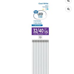 Great Value LED Light Bulb, 17 Watts T8/T12 Replacement Lamp G13 Base, Non-dimmable, Cool White, 48-inches, 10-Pack