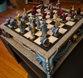 Fantasy Dragon Chess Set with Corner Towers