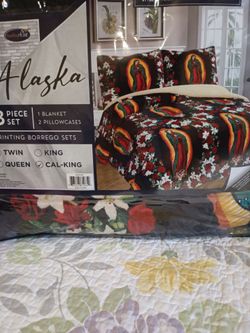 Virgen de Guadalupe black bed spread nice I bought the wrong size new