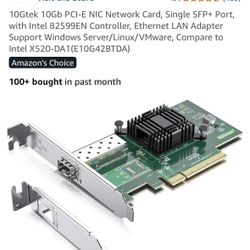 10Gtek 10Gb PCI-E NIC Network Card, Single SFP+ Port, with Intel 82599EN Controller, Ethernet LAN Adapter Support Windows Server/Linux/VMware, Compare