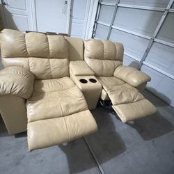 Tan Leather Couches- Couch And Loveseat 