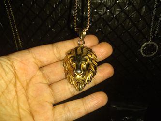 Gold tone Lion pendant & chain
