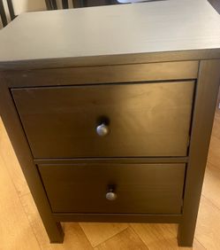 IKEA HEMNES 2-Drawer Nightstand / Chest – Black-Brown – Solid Wood
