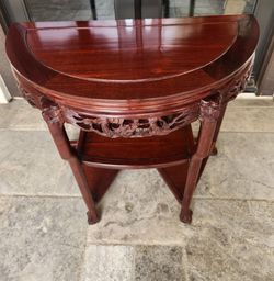 Chinese Demilune Rosewood Console Table