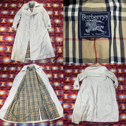 Burberry Womens Tan Long Sleeve Trench Coat Pit To Pit 17.5” Length 44.5” READ