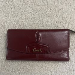 RARE Coach Ashley Red Patent Leather Trifold Wallet Designer Clutch