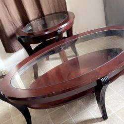 Glass Coffee Table With Matching End Table 