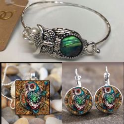 *SALE* (3) PC Owl Necklaces Earrings  Bracelet Bundle *See My Other Items *