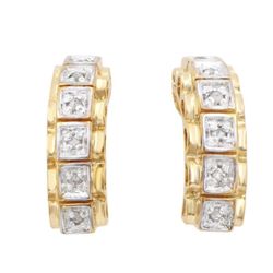 0.12 CTW Natural Diamonds 18K Gold Plated Designer Earrings