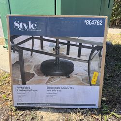 Style Selections 50 lb Wheeled Umbrella Base – Black Resin – Patio Outdoor
