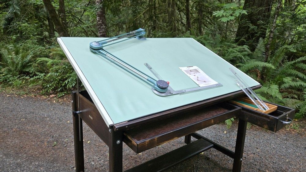 Vintage Drafting Table (Mayline brand) with Vintage Drafting Arm (Vemco brand)