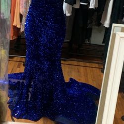 Royal Blue Sequin Prom Dress 