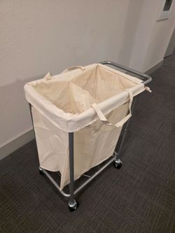Laundry Basket with Wheels, 2-Section Rolling Laundry Hamper, 37 Gallons, Removable Liner