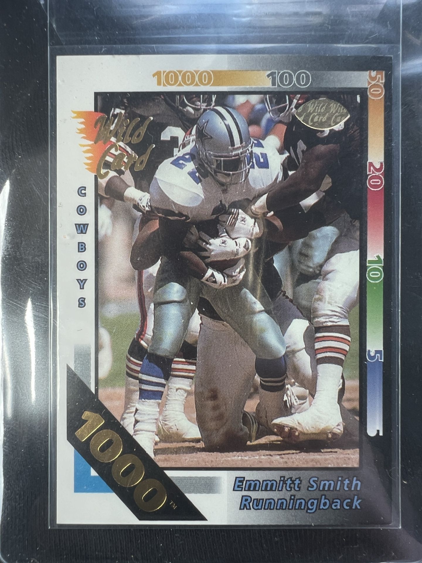 1996 Wild Card Emmitt Smith 1000 Stripe! Extremely Rare Card! NM/VG+