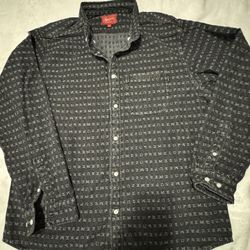 SS20 Supreme Jacquard Logo Denim Shirt Black L 