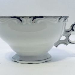 Set Of 3 Fashion Manor Fine China Marlton Japan Coffee Tea Cup White Silver Trim
