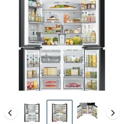 Samsung Bespoke 36 Inch Wide 22.5 Cu. Ft. Energy Star Certified Fingerprint Resistant Four Door, French Door Refrigerator with Metal Duct and AI Famil