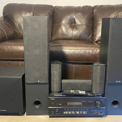 home theater 5.1 system:  Onkyo receiver With 5 Speakers + 1 Woofer