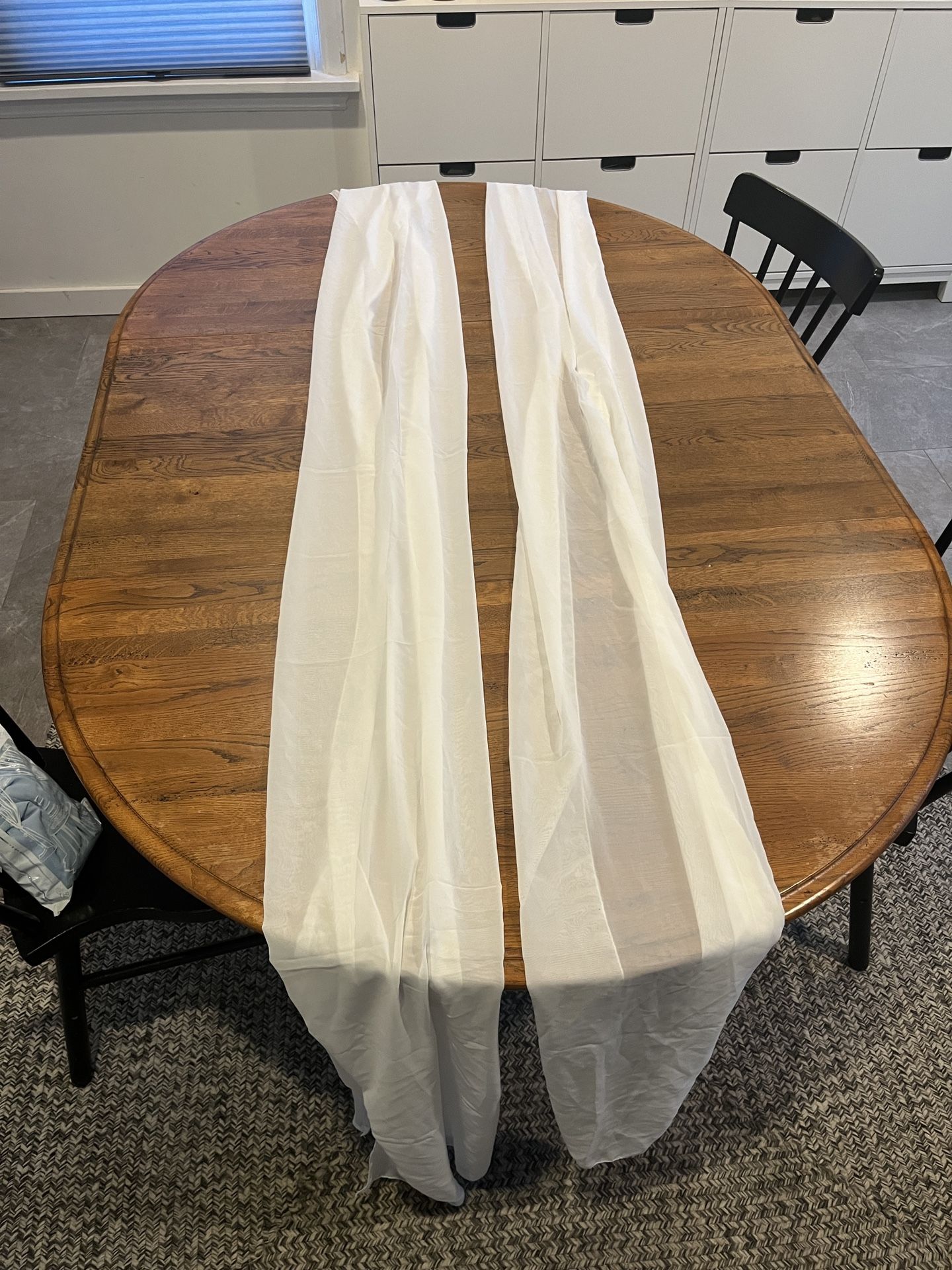 Two White Chiffon Table Runners