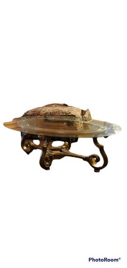 Vintage Solid Brass Glass Coffee Table