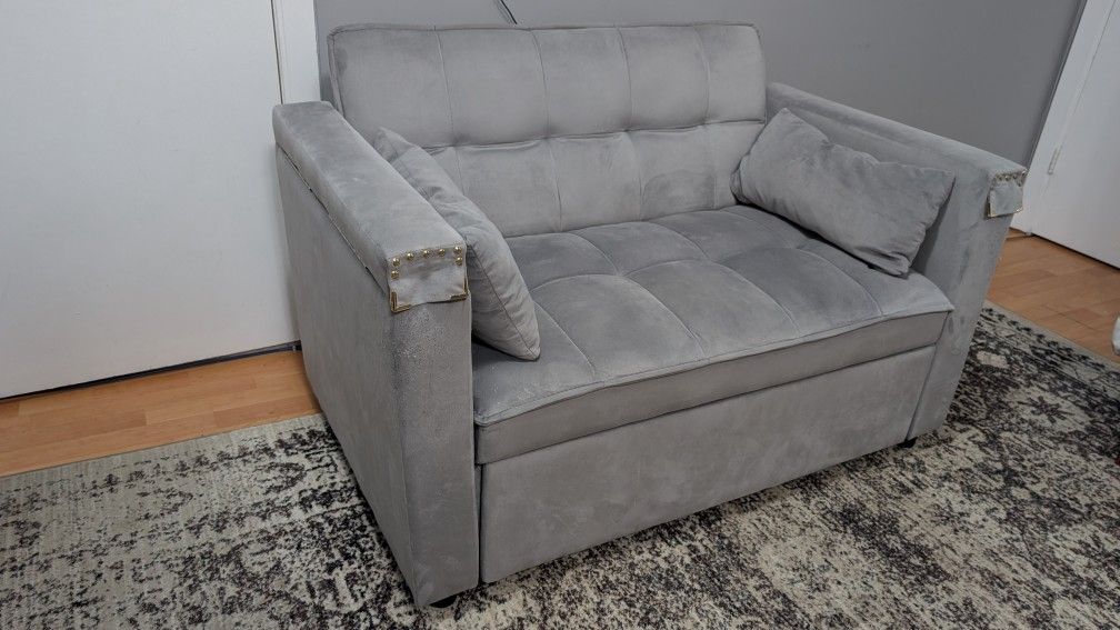 Convertible Sofa Bed, 3-in-1 Multi-Functional Velvet Sleeper Couch Pull-Out Bed