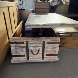 Pottery Barn Rustic Trunk Coffee Table with Metal Accents