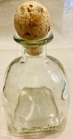 CLEAN Empty Patron Glass Bottle with a Cork Top 