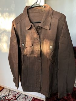 Brand New Womens Denim Jacket Button Closed L... at Shirt Loose Outwear with Pockets