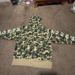 A Bathing Ape Full-zipped Hoodie (Green Camo)(No Shark)