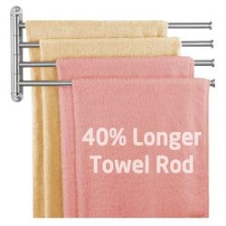 KES Extra Long Swivel Towel Bar 19.5" 4-Arm, Swing Out Towel Rack for Bathroom Wall, Hand Towel Holder for Multiple Towels, SUS304 Stainless Steel Bru