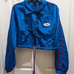 F21 Blue Tokyo Cropped Windbreaker Jacket ( Small)
