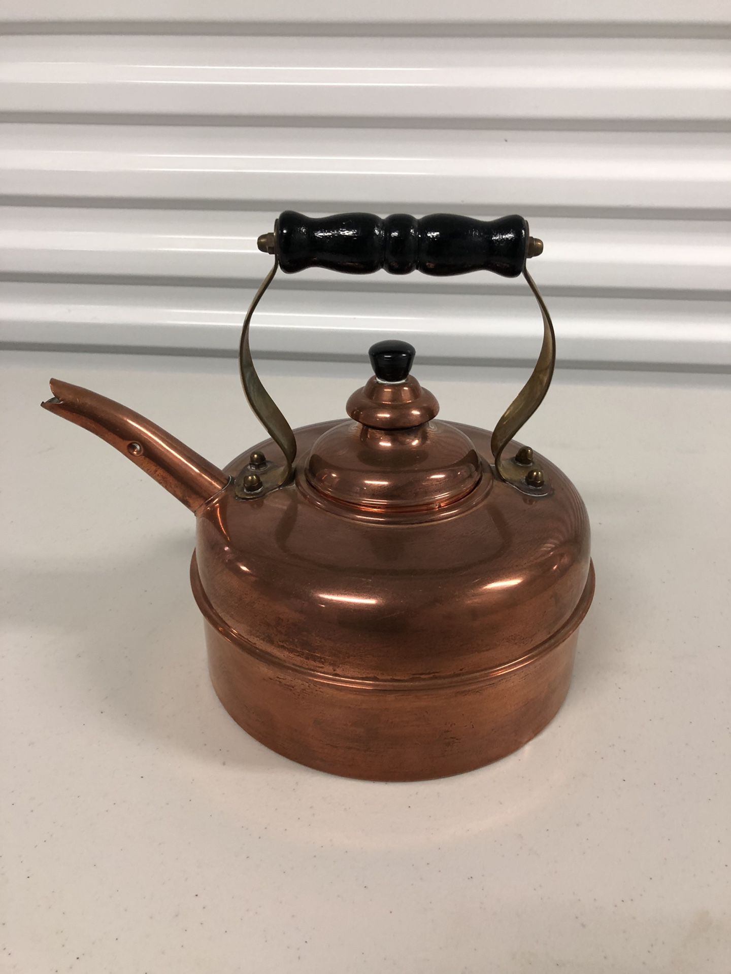 Vintage Simplex Solid Copper Whistling Tea Kettle Pot - Excellent