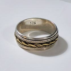 925 Sterling Silver Braided Design Band Ring Size 12 3/4 Weighs 5.4 Grams  