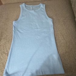 Light Blue Ribbed Tank Top – Sleeveless Basic Top