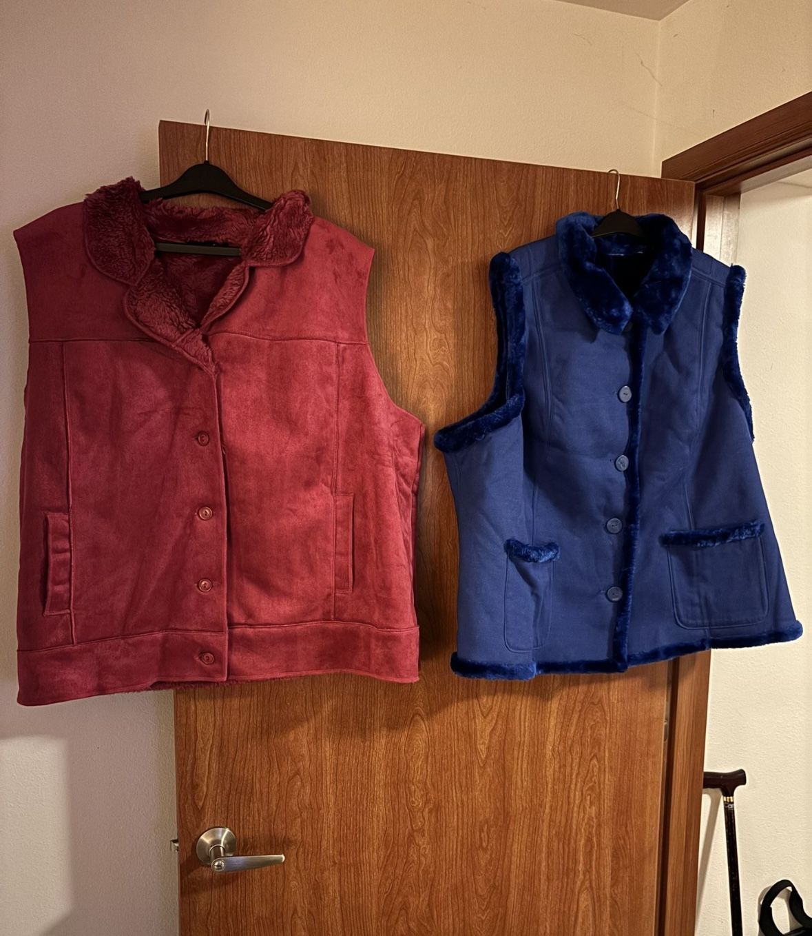 Denim & Co. ; Set Of Two Faux Fur & Suede Vest 3XL