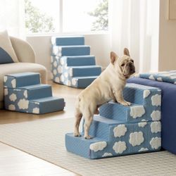 Lesure Dog Stairs for High Bed 22.5" H 5-Step Foam Pet Steps Foldable for Couch Sofa and Chairs