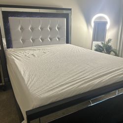Upholstered queen bed frame , &  Box Spring