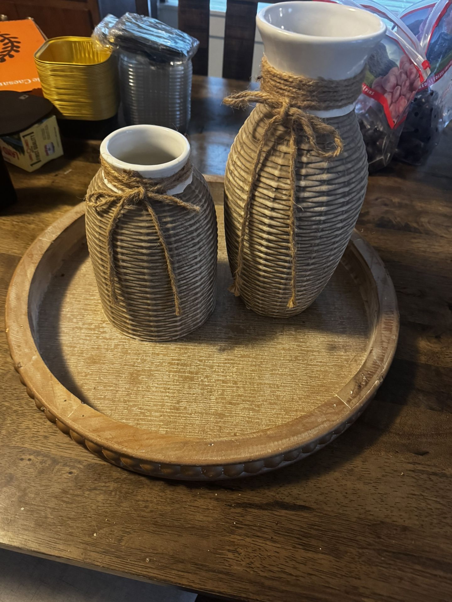 Set Of Ceramic Rustic Farmhouse Vases