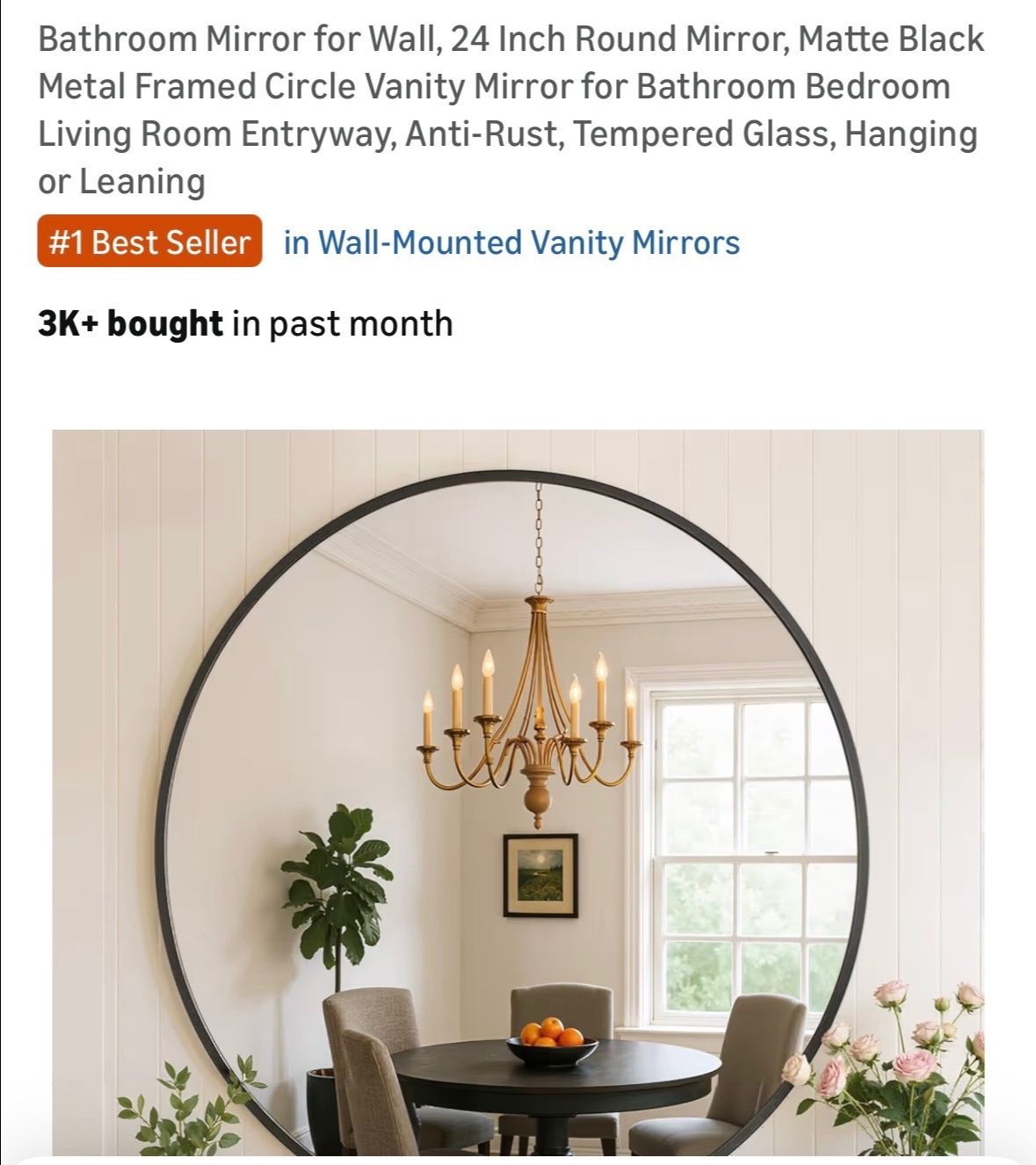 New 24" round mirror