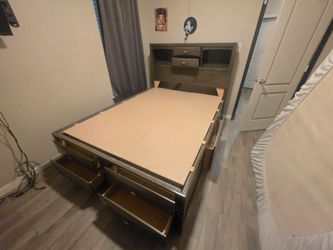 Emily Dark Cherry Queen Storage Platform Bed
