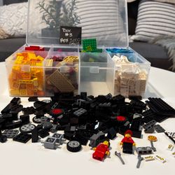 LEGOS Organized Box Racing Theme w/mini Figures