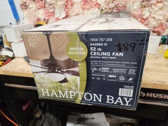 Hampton Bay
Gazebo III 52 in. Indoor/Outdoor Wet Rated Natural Iron Ceiling Fan with LED Bulbs Included