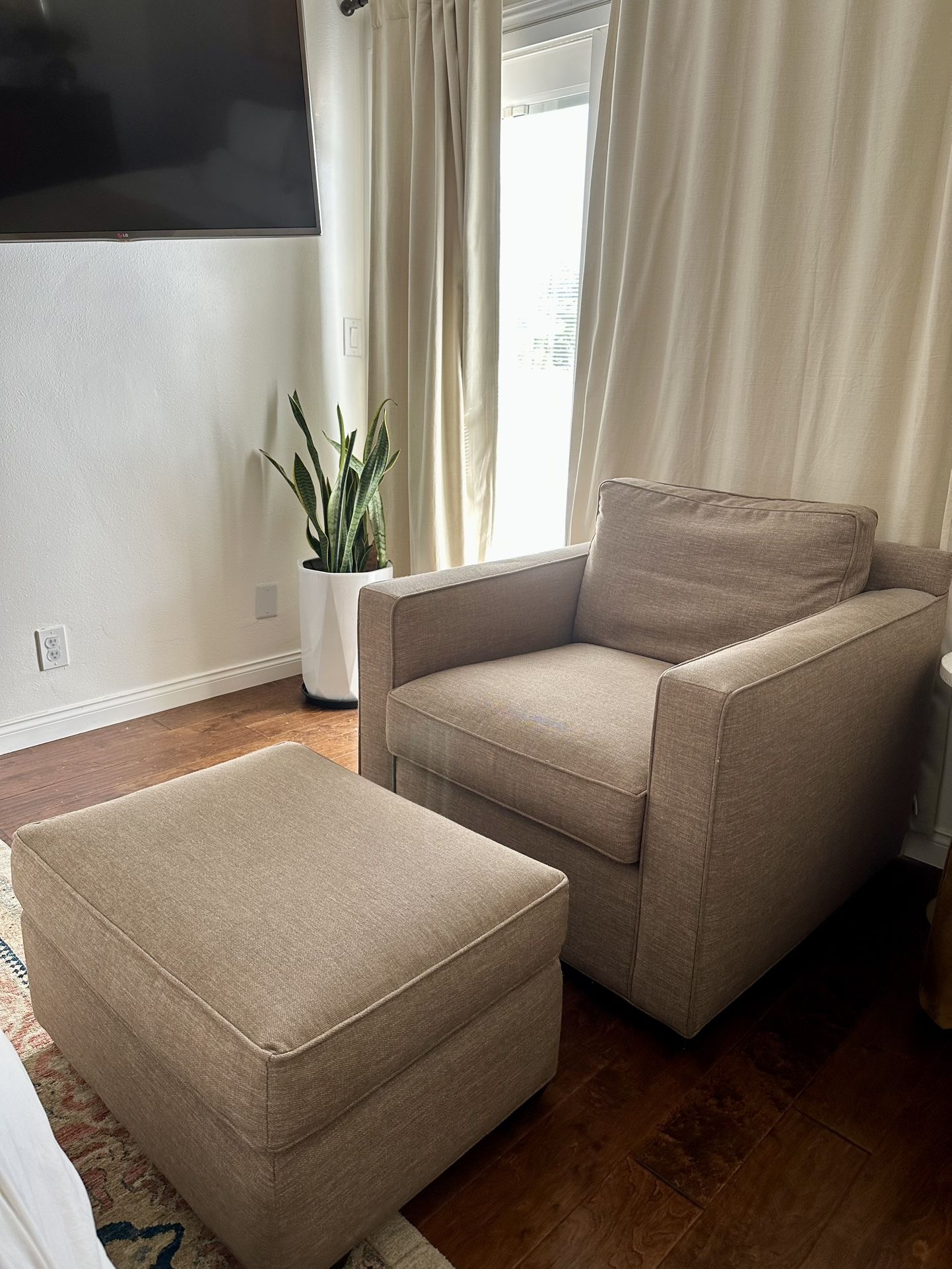 Crate & Barrel Chair & Ottoman Set